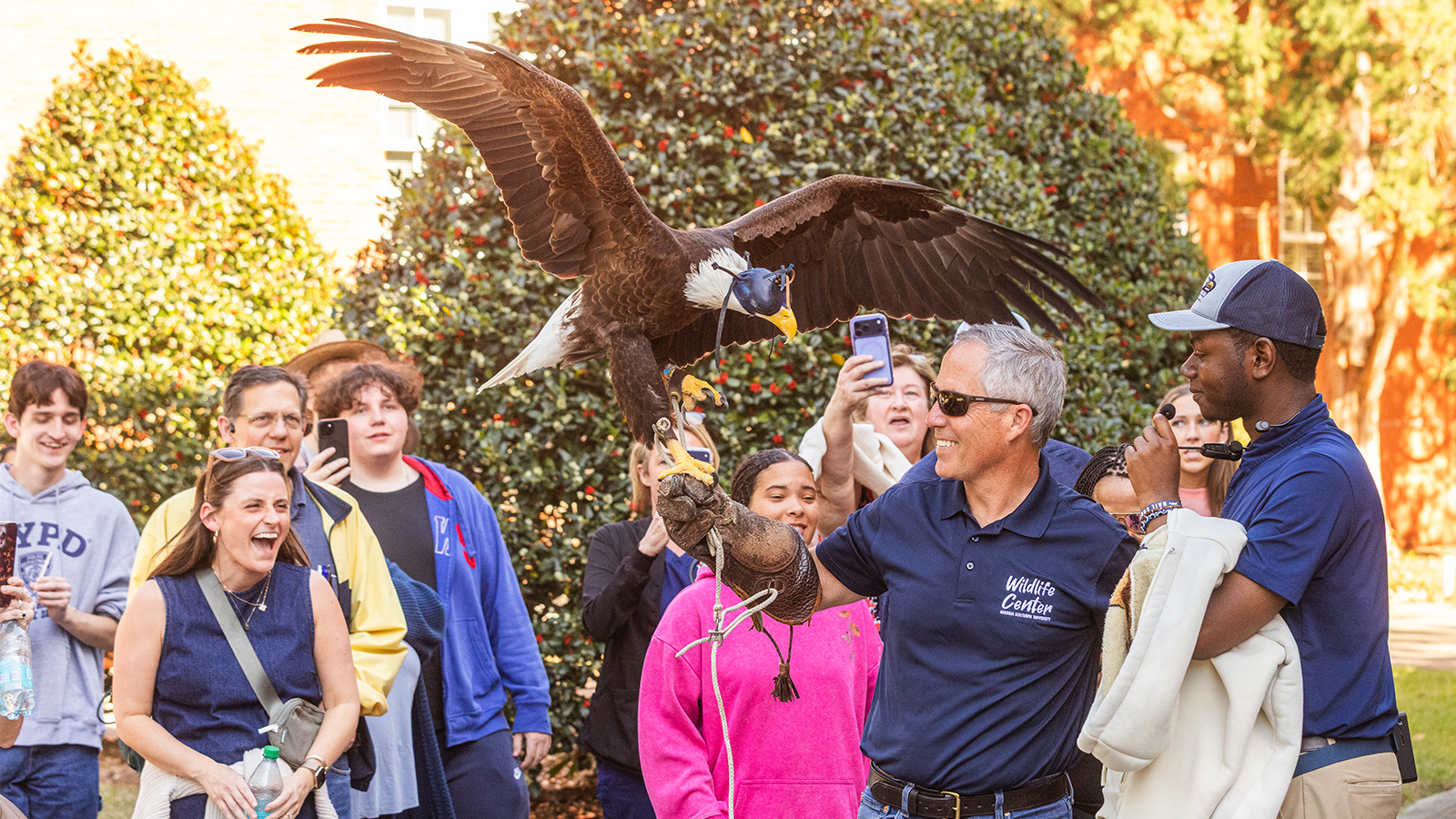 Students and guests participating in a Georgia Southern campus tour
