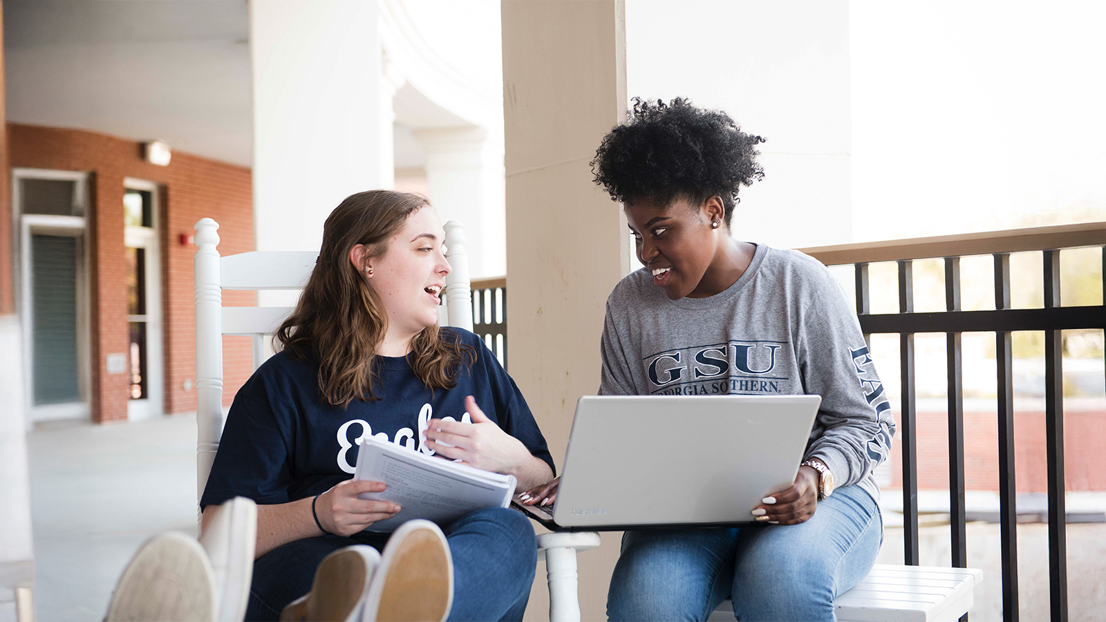Student joining a virtual Georgia Southern event from a laptop